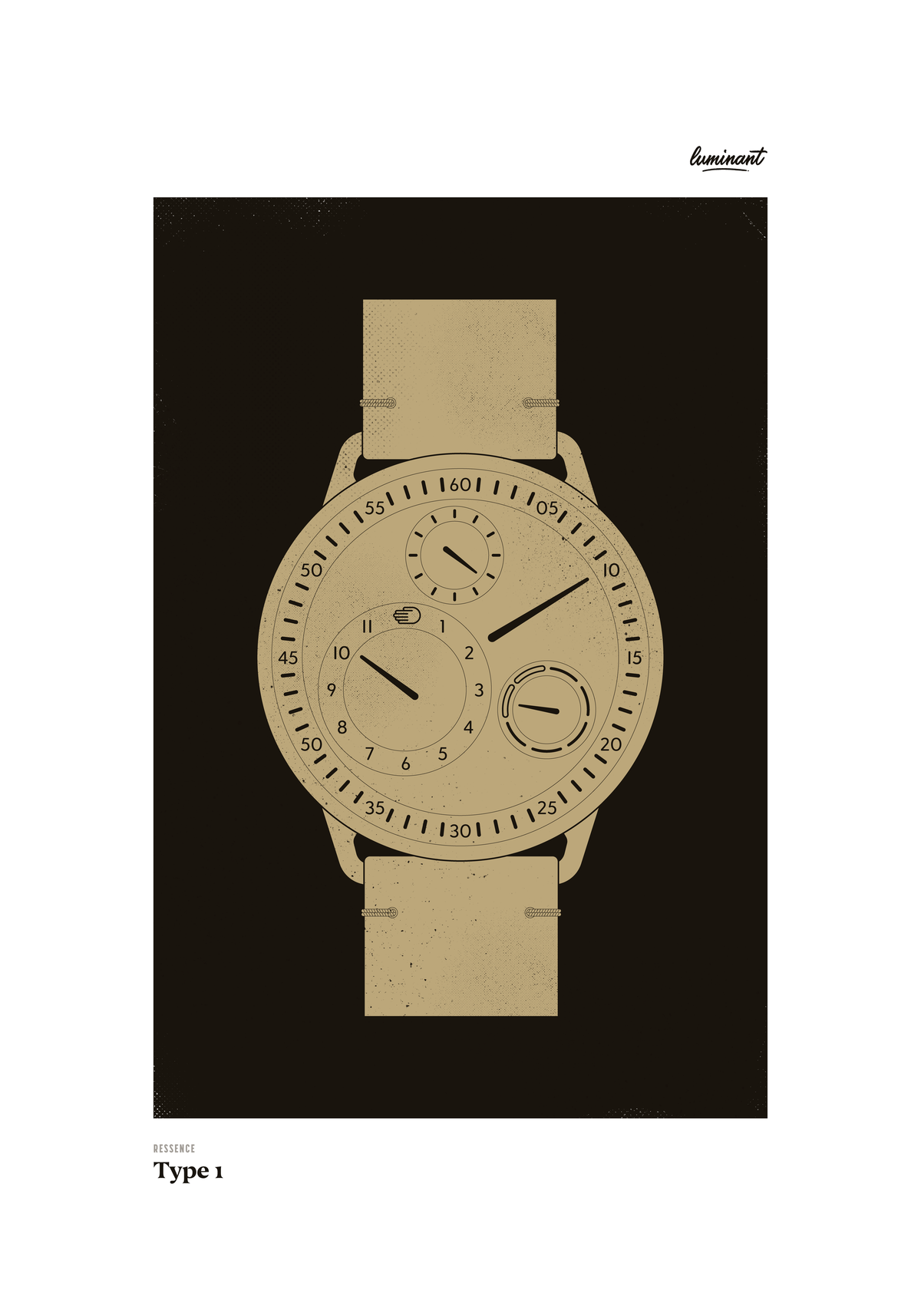 Ressence Type 1 — Gold watch print by Luminant, 21 × 30 cm