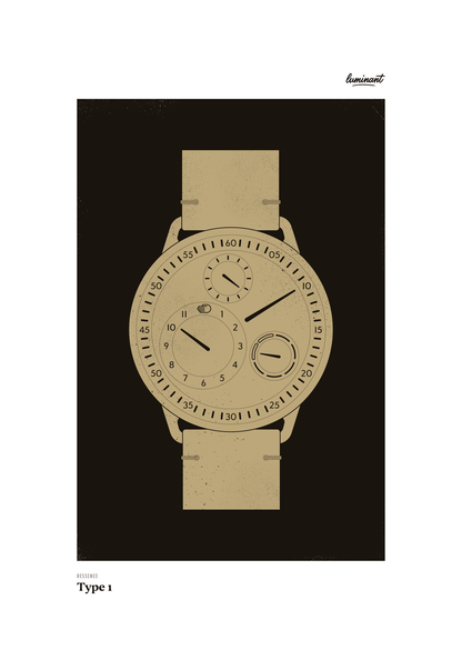 Ressence Type 1 — Gold watch print by Luminant, 21 × 30 cm