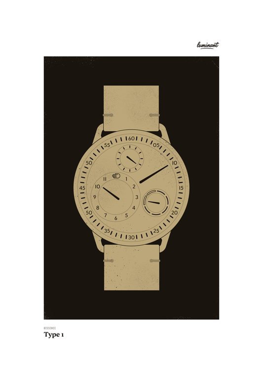 Ressence Type 1 — Gold watch print by Luminant, 21 × 30 cm