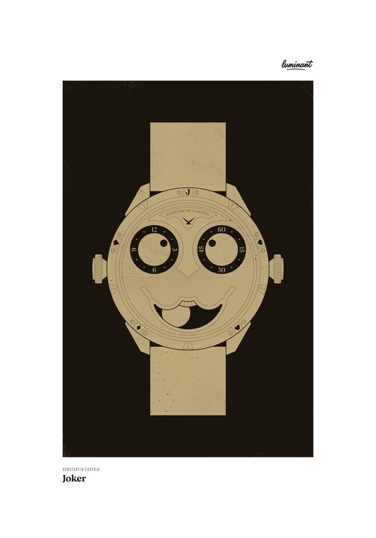 Konstantin Chaykin Joker art print — Gold illustration on a dark background, unframed